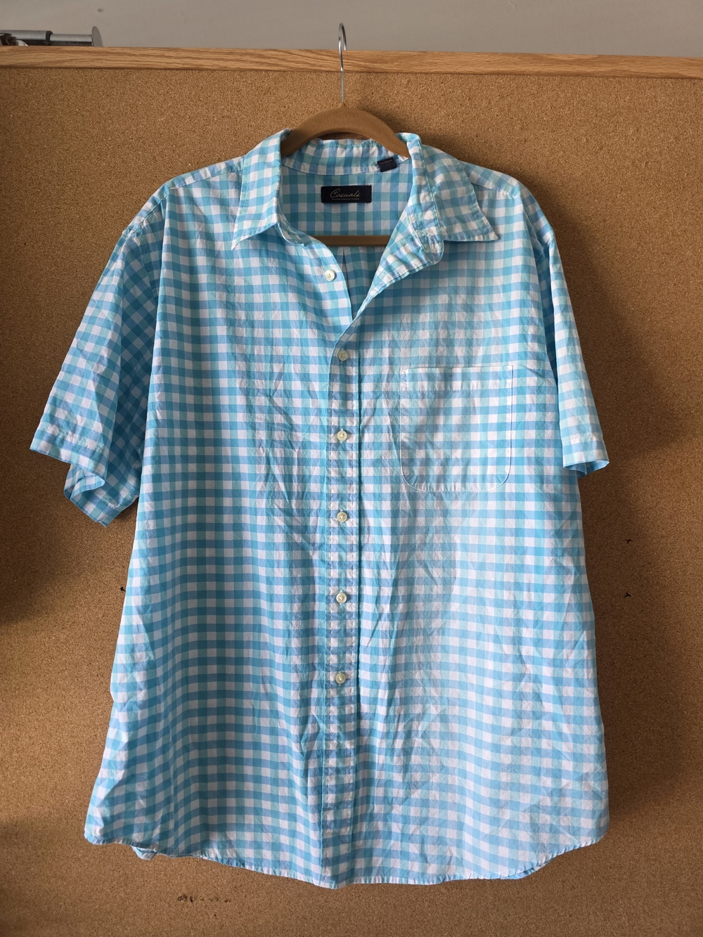 Casuale Foundtries & Yorke Blue Gingham Short Sleeve Button Down Shirt XL